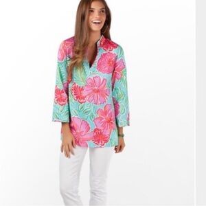 Lilly Pulitzer Ciara Tunic Shorely Blue Bellina - Size Small